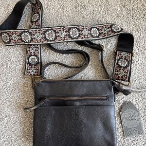 Stylish Black Leather Crossbody Bag